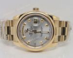Copy Rolex Day date Watch Yellow Gold President Band Silver Face